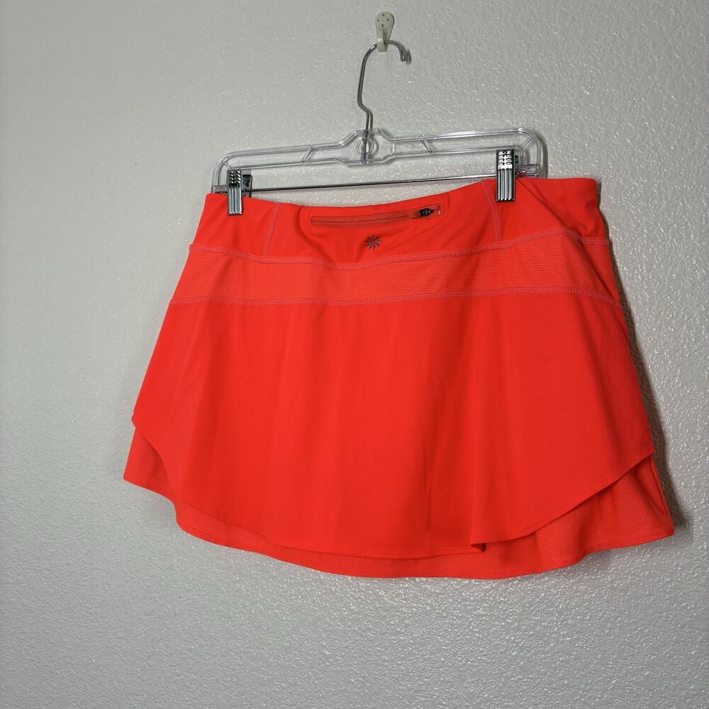 Athleta Skort Womens Large Orange Athletic Lined Pockets Zip Waist Tennis - Picture 10 of 13